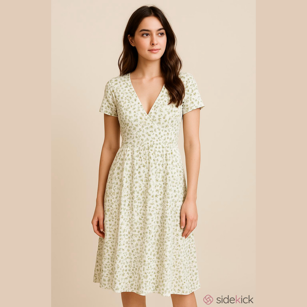 Only Jolie V-Neck Flutter Sleeve Midi Dress